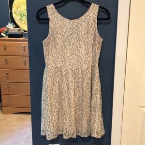 OFF-WHITE LACE FLORAL BUSINESS CASUAL SKATER DRESS